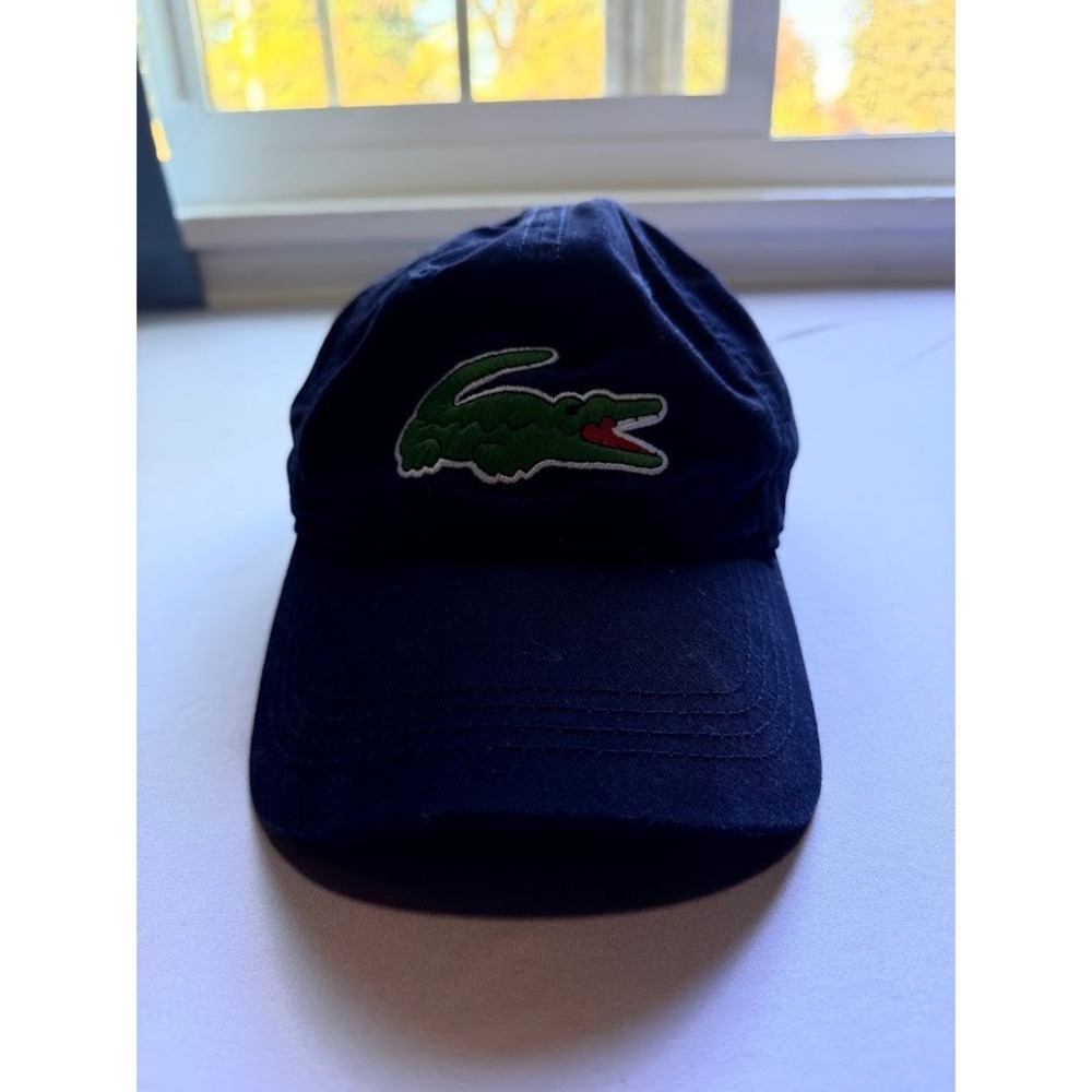 Lacoste Mens Navy Blue Big Croc Logo Adjustable Baseball Hat Cap One Size